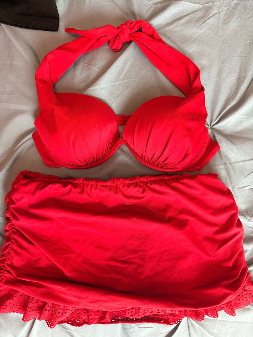 VENUS Red Halter Push-Up Bikini Top with Matching Swim Skirt